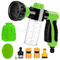 Dog Wash Hose Attachment 7 Pieces Pet Bathing Tool Set Include Hose Nozzle Foam Sprayer with Connectors Dog Rubber Comb Brush and Wash Mitt for Showering Pet Car Wash and Watering Plants