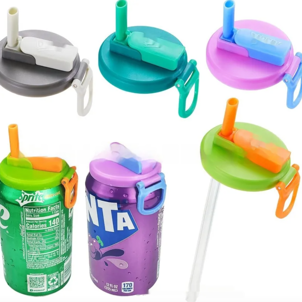 Soda Can Lid with Straw